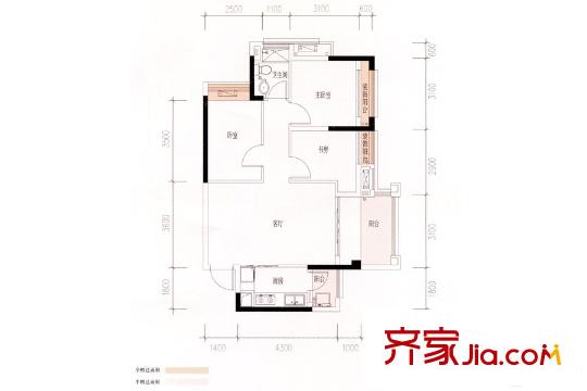 瓏耀華府8座02單元 87平方米 3室2廳1衛(wèi)1廚