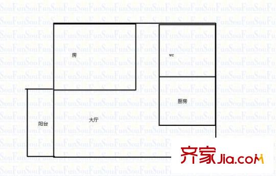 紫荊南苑 1室 戶型圖