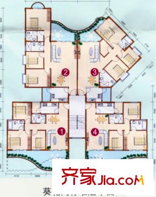 銀星雅苑戶型圖葵花閣標準層平面圖 