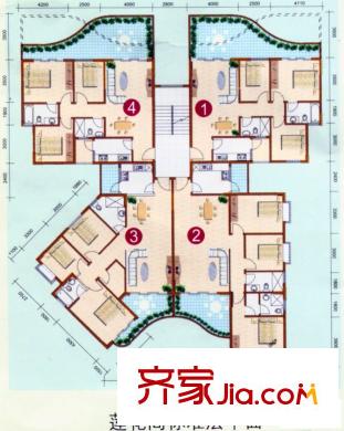 銀星雅苑戶型圖蓮花閣標準層平面圖 