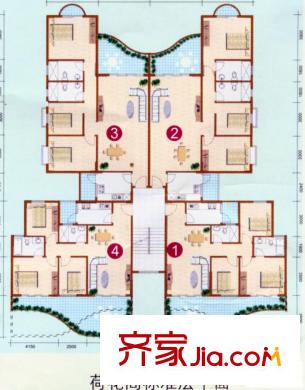 銀星雅苑戶型圖荷花閣標(biāo)準(zhǔn)層平面圖 