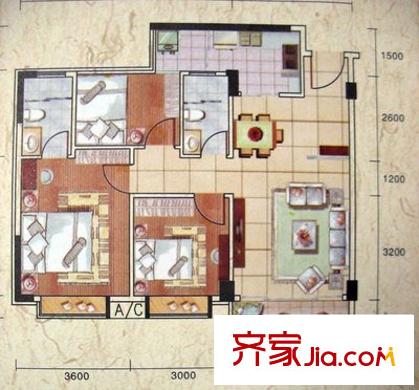 海星居 3室 戶型圖