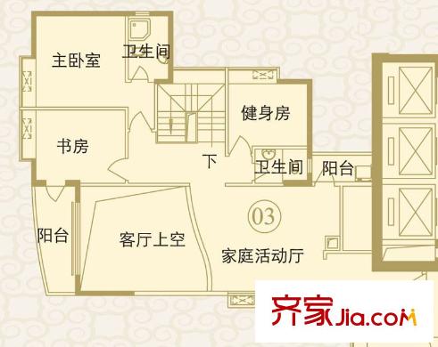 瑞安花園31-33層03單元280平方米 5室3廳3衛(wèi)1廚