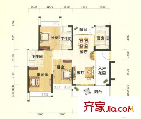 博澳城5區(qū)4/5座03單位 3室2廳2衛(wèi)1廚