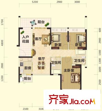 博澳城5區(qū)4/5座01單元套內(nèi)89平方米 3室2廳2衛(wèi)1廚