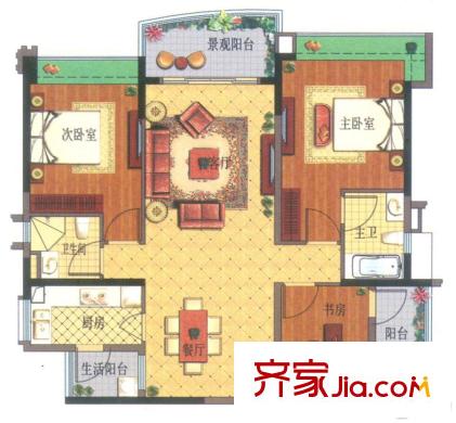 雅居樂(lè)英倫首府5座04單元套內(nèi)102.5平方米 3室2廳2衛(wèi)1廚