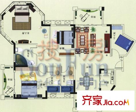 純水岸花園戶型圖10座c 4室2廳3衛(wèi)1廚