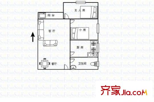 美豪平方米 2室 戶型圖