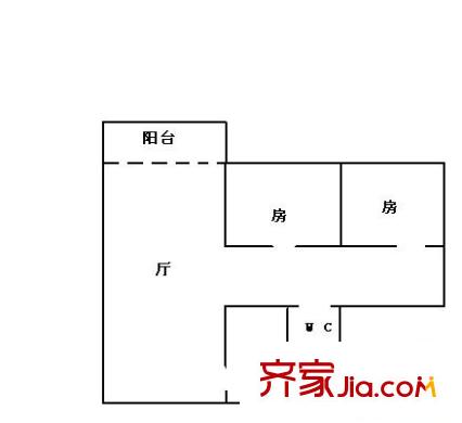 美豪平方米 2室 戶型圖