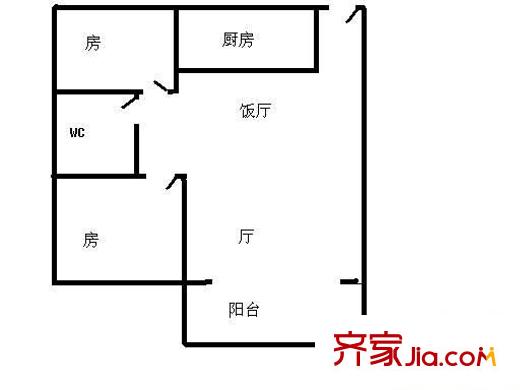 美豪平方米 2室 戶型圖