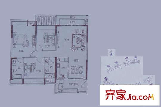 博澳城5座01/6座02戶(hù)型約107平方米 3室2廳2衛(wèi)1廚