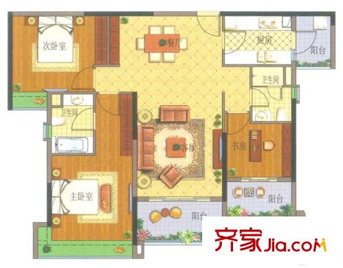 雅居樂(lè)英倫首府4座02單元套內(nèi)104.1平方米 3室2廳2衛(wèi)1廚