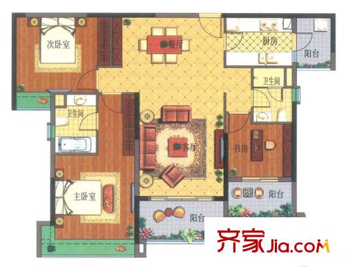 雅居樂(lè)英倫首府5座02單元套內(nèi)104.34平方米 3室2廳2衛(wèi)1廚