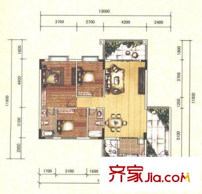 佛羅倫斯?柏悅灣戶型圖3室2廳 3室2廳2衛(wèi)1廚