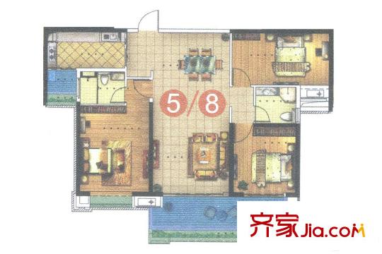 宏鼎?景裕豪園6棟05房約133平方米 3房2廳2衛(wèi) 3室2廳2衛(wèi)1廚