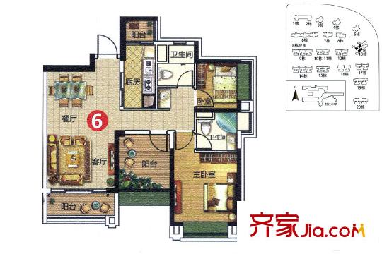 宏鼎?景裕豪園13座06單位約88平方米 3室2廳2衛(wèi)1廚