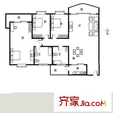 和基花園 3室 戶型圖
