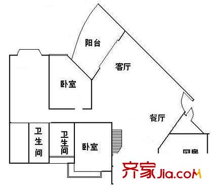 順德碧桂園碧海名軒戶(hù)型圖3室2廳戶(hù)型圖 3室2廳2衛(wèi)1廚