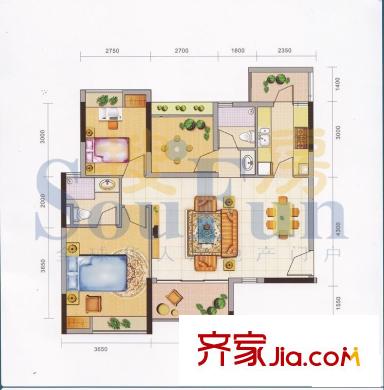 領(lǐng)地海納天河花園戶型圖4、5棟標(biāo)準(zhǔn)層02、05戶型 2室2廳2衛(wèi)1廚