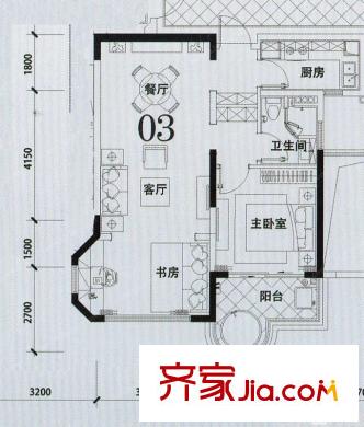 中信山語湖戶型圖1室3廳戶型圖 1室3廳1衛(wèi)1廚