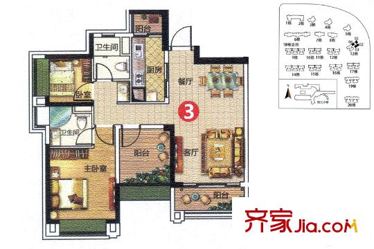 宏鼎?景裕豪園13座03單位約89平方米 3室2廳2衛(wèi)1廚