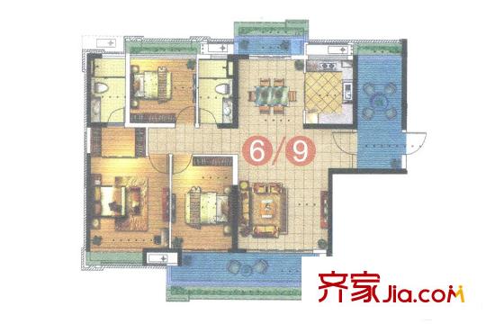 宏鼎?景裕豪園6棟06房約151平方米 3房2廳2衛(wèi) 3室2廳2衛(wèi)1廚