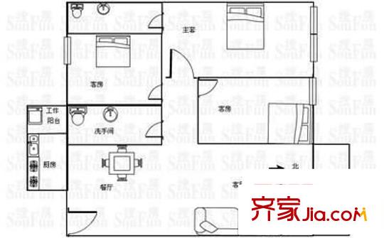 金雅軒戶型圖3室2廳戶型圖 3室2廳1衛(wèi)1廚