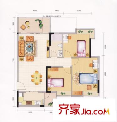 領(lǐng)地海納天河花園戶型圖8棟標(biāo)準(zhǔn)層05戶型 3室2廳