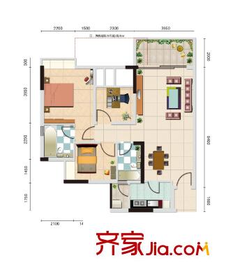 領(lǐng)地海納天河花園戶型圖9、12棟03、04單位 3室2廳2衛(wèi)1廚