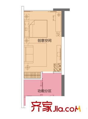 海倫堡?海匯廣場(chǎng)公寓A戶(hù)型約42平方米 1室1廳1衛(wèi)1廚