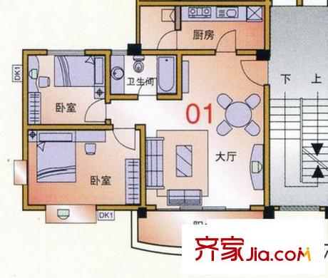 順德碧桂園西苑綠茵居 2室 戶型圖