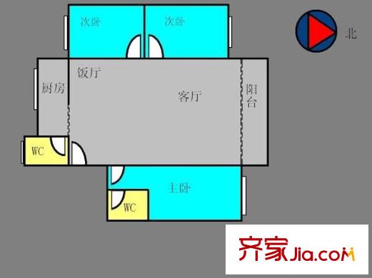 中南花園 3室 戶型圖