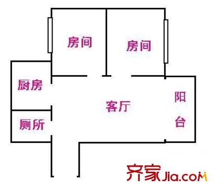中南花園 2室 戶型圖