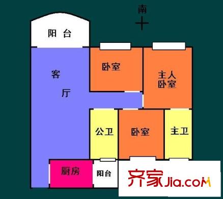 中南花園 3室 戶型圖