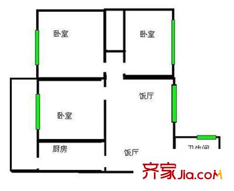 惠景城 3室 戶型圖