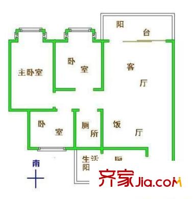 銀豐花園戶(hù)型圖3室2廳 戶(hù)型圖 3室2廳