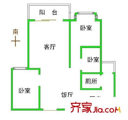 中南花園 3室 戶型圖
