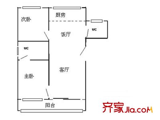 惠景城 2室 戶型圖