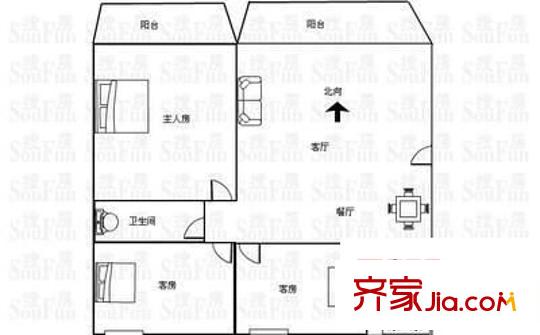 銀豐花園戶(hù)型圖3室2廳 戶(hù)型圖 3室2廳2衛(wèi)1廚