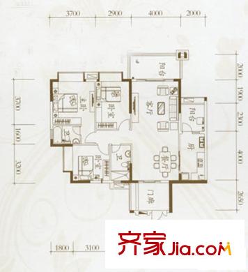 海悦新城户型图b座01户型 3室2厅