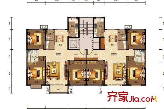 季景華庭二期3#4#C戶型 3室2廳1衛(wèi)1廚