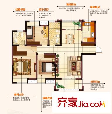 美的翰城高層標(biāo)準(zhǔn)層B1戶型 3室2廳2衛(wèi)