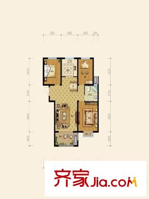 金色家園一期5#樓中間戶E戶型 3室2廳1衛(wèi)1廚