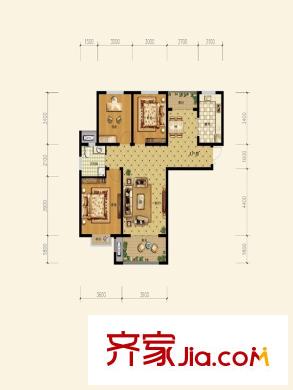 金色家園一期1#、4#、5#樓邊戶A戶型 3室2廳1衛(wèi)1廚