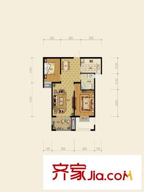 金色家園一期5#樓中間戶D戶型 2室2廳1衛(wèi)1廚