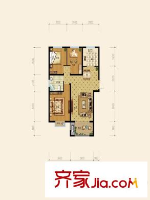 金色家園一期5#樓邊戶C戶型 3室2廳1衛(wèi)1廚