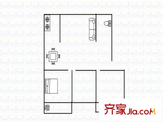 怡景嘉園戶型圖戶型圖（3-2-1） 3室2廳1衛(wèi)1廚