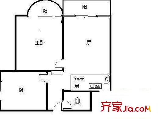 方洲麗景廣場(chǎng) 2室 戶型圖