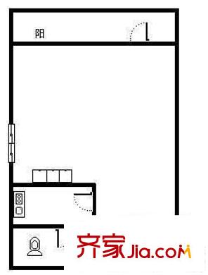 方洲麗景廣場(chǎng) 1室 戶型圖