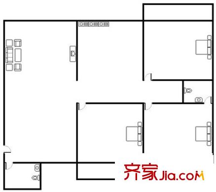 方洲麗景廣場(chǎng) 3室 戶型圖
